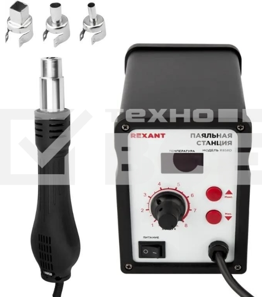 Паяльная станция (термофен) Rexant термовоздушная с цифровым дисплеем 150-500°С (R858D)