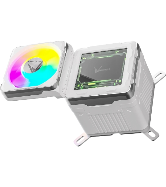 Система жидкостного охлаждения Formula V Line Cryo Wing Digi 240 WH, 240мм, LCD 2.73', 2x120мм, ARGB fans, LGA115X/1200/1700/1851/1366/2011/2066, AM3/AM4/AM5/Ryzen3/Ryzen5/Ryzen7/Threadripper/RT4