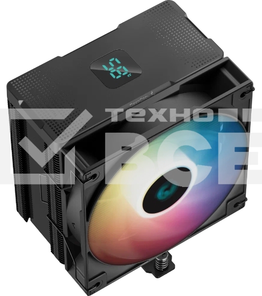 Кулер для процессора DEEPCOOL AG500 DIGITAL ARGB черный, 120 мм, алюминий/медь, 1950 об/мин, 29.4 дБ, 4 pin, 240 Вт, 158 мм