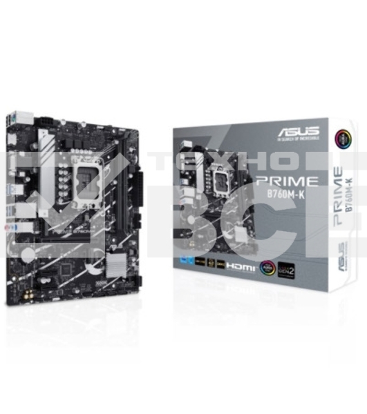 Материнская плата ASUS PRIME B760M-K, LGA 1700, Intel B760, 2xDDR5, 4xSATA, 2xM.2, 1xPCIe 4.0 x16, 2xPCIe x1, 1xHDMI, 1xVGA, 1x 2.5Gb LAN, 2xUSB-A 3.2 Gen 1, 2xUSB-A 2.0, 3x3.5 мм, 7.1, mATX