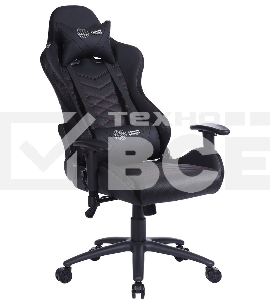 Кресло игровое Cactus CS-CHR-0099BLR черный/красный, сиденье черный/красный, эко.кожа, с подголов. крестовина металл, пластик черный