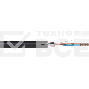 Кабель балансный микрофонный 100 м, 24 AWG, FRNC/LSZH, 0.2 мм2, диаметр 3.7мм, экран, медь 25 x 0.1 мм, черный, бухта
