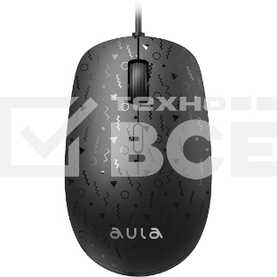 Мышь проводная AULA AM106 черный, 2000 dpi, USB, кнопки - 4
