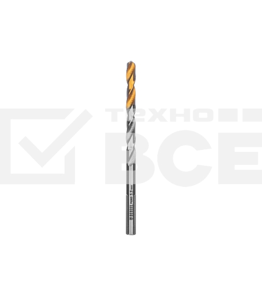 Сверло спиральное по металлу Denzel 5,5 x 93мм, Р6М5, Golden Tip