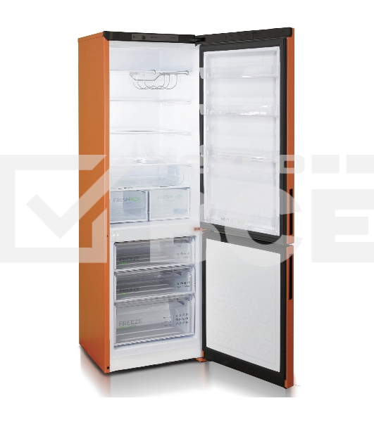 Холодильник Бирюса T6127 оранжевый двухкамерный 245/100л морозилка снизу