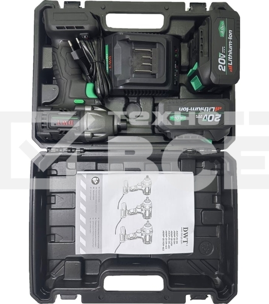 Винтоверт аккумуляторный ударный DWT ASCP-20 DN-4C2 BMC /20 В/350 Нм/до 2400 об.в мин/до 3000 уд.в мин/бесщеточный/LED - подсветка/2 АКБ х 4 Ач/ЗУ/кейс/черный (ASCP-20 DN-4C2 BMC)