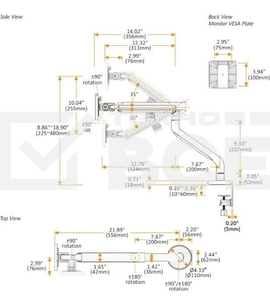 Кронштейн для мониторов Ultramounts UM725B черный 17'-32' макс.9кг крепление к столешнице поворот и наклон