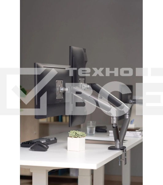 Кронштейн для мониторов Ultramounts UM735BL черный/серый 17'-27' макс.7кг крепление к столешнице поворот и наклон