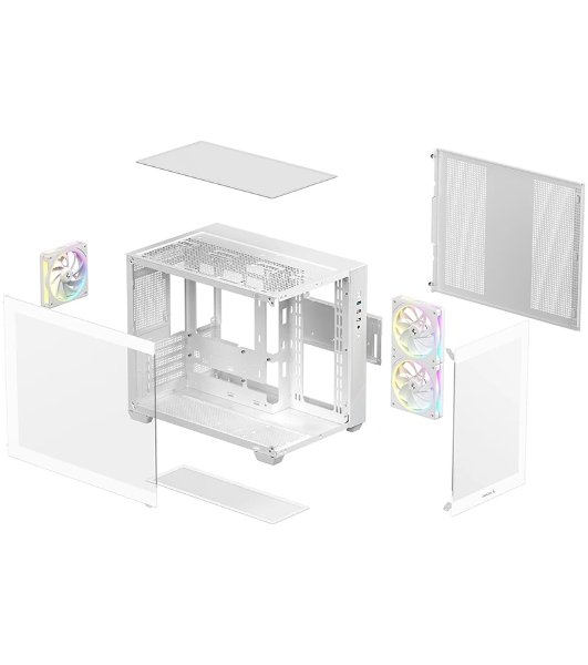 Компьютерный корпус Deepcool CG330 3F WH без БП, боковое окно (панорама), 3x120мм ARGB PWM вентилятора, белый, mATX (R-CG330-BKNGM3-G)