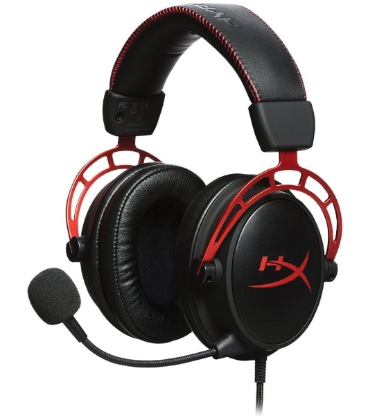 Гарнитура HyperX Cloud Alpha чёрный-красный, проводная, 2 x 3.5 мм, съёмный микрофон с шумоподавлением, регулятор громкости на кабеле