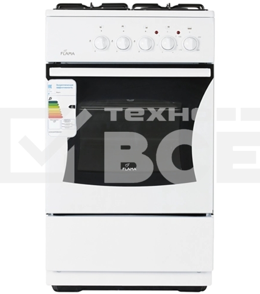 Плита комбинированная Flama RK 23-105 W белый, конфорок 4 шт, духовка 50 л, 50 см x 85 см x 60 см