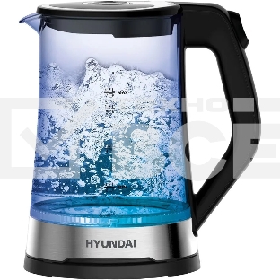 Чайник электрический Hyundai HYK-G3401 1.7л. 2200Вт черный/серебристый (корпус: стекло)