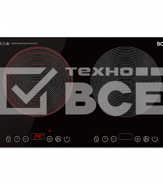 Индукционная плитка BQ HP105W Black-Silver, Мощность 3500 Вт (2000 Вт левая конфорка + 1500 Вт правая конфорка)