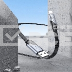 Кабель Hoco U119 Machine iP USB (m)-Lightning (m) 1.2м черный плоский коробка, фото3