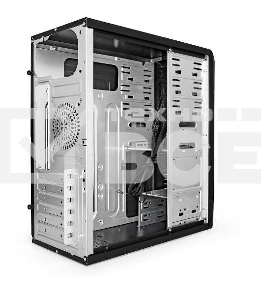 Компьютерный корпус Miditower ExeGate CP-601-UNS350 (ATX, БП UNS350 с вент. 12см, 2*USB, аудио, черный)