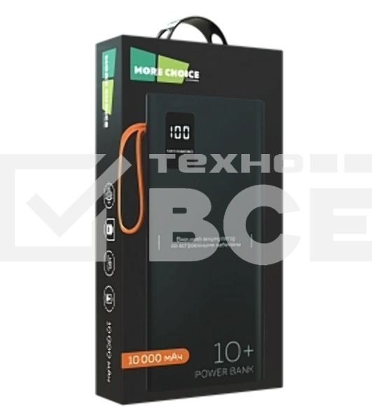 Портативный аккумулятор MORE CHOICE (4620202550538) PB22-10 с кабелем 2USB 2.1A - 10000mA черный