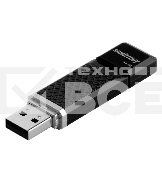 Флешка USB 64Gb Smartbuy Quartz USB 2.0, черный, SB64GbQZ-K