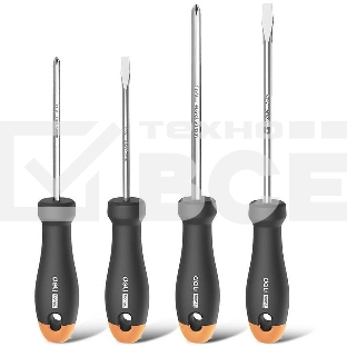 Набор отверток Home Series Gray Deli HT1004C 4шт SL5x100+SL6x150+PH1x100+PH2x150, эксклюзивный дизайн, рукоятка из высококачественного софттач пластика