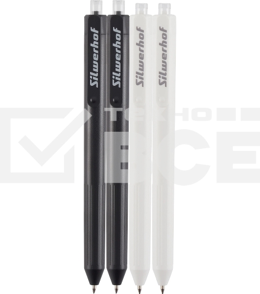 Набор ручек шариковых автоматическая Silwerhof NG Modern, d=0.7мм, синие чернила, блистер с европодвесом (4шт)