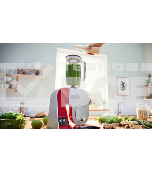 Кухонная машина Bosch MUM5X720 планетар.вращ. 1000Вт красный/серый