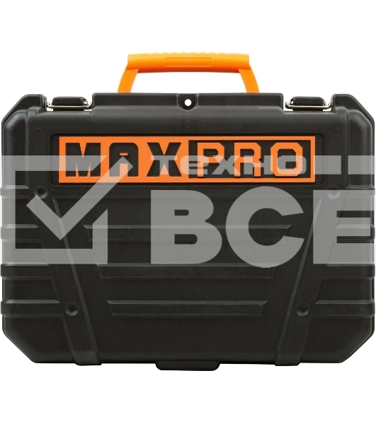 Перфоратор монтажный MAX-PRO MPRH800/26VP 800Вт, 0-1100 об/мин, 2,8 Дж, 3 режима, Д/Б/М-30/26/13, 3,4 кг, SDS-PLUS, антивибрационная ручка, резиновые вставки, рез