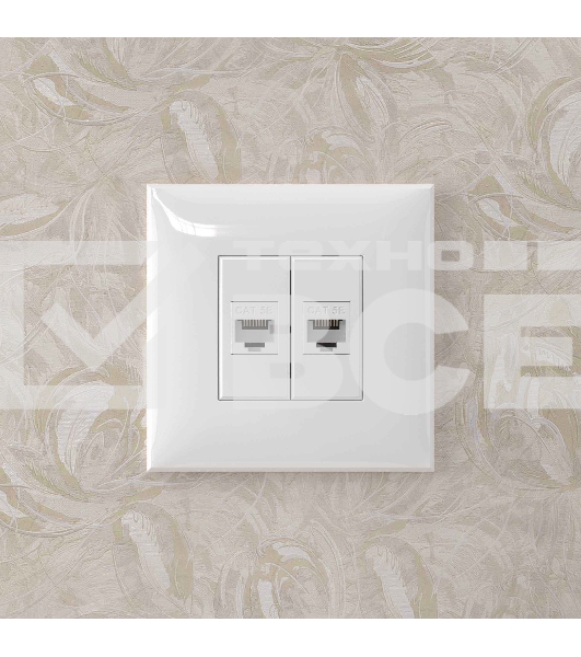 Розетка компьютерная DKC Avanti 4400664 RJ-45 без шторки в стену, кат.5е двойная, 
