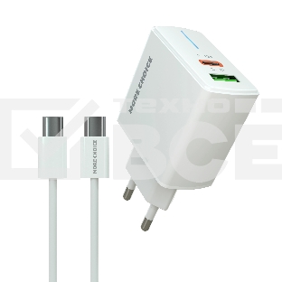 Сетевое зарядное устройство MORE CHOICE NC61a белый - 1USB+1USB-C 3.0A PD 20W+QC3.0 быстрая зарядка для Type-C