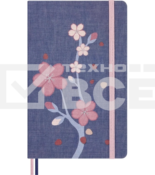 Блокнот Moleskine LIMITED EDITION SAKURA LESU08QP062BOX 130х210мм, обложка текстиль, 176 страниц, нелинованный, подарочная коробка, синий, 2025