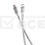 Кабель OLMIO PD100, Type-C - Type-C, PD 100W, USB2.0, 1.2м, тканевая оплетка, белый, фото 1