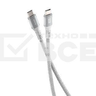 Кабель OLMIO PD100, Type-C - Type-C, PD 100W, USB2.0, 1.2м, тканевая оплетка, белый