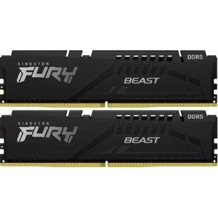 Оперативная память Kingston Fury Beast Black, DDR5, 128GB (2x64GB), 5600 MHz, CL40, с радиатором, чёрный