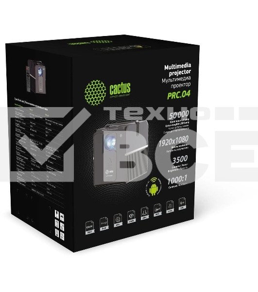 Проектор Cactus CS-PRC.04WT.WUXGA-A LCD 3200Lm (1920x1080) 2000:1 ресурс лампы:30000часов 1xUSB typeA 1xHDMI 1.35кг