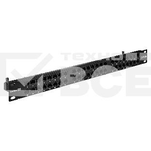 Патч-панель UTP 19' 48 port кат.5e ExeGate разъем KRONE&110 (dual IDC), 1U, RoHS, черный