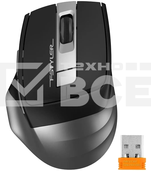 Мышь беспроводная A4Tech Fstyler FG35S серый/черный, 2000 dpi, радиоканал, USB, кнопки - 5