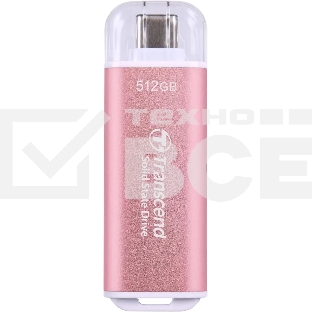 Внешний накопитель SSD Transcend 512Gb ESD300 <TS512GESD300S> (USB3.2 gen 2, Type C, 1050/950Mbs, 3D NAND, 60x20x7.8mm, 9g) розовый