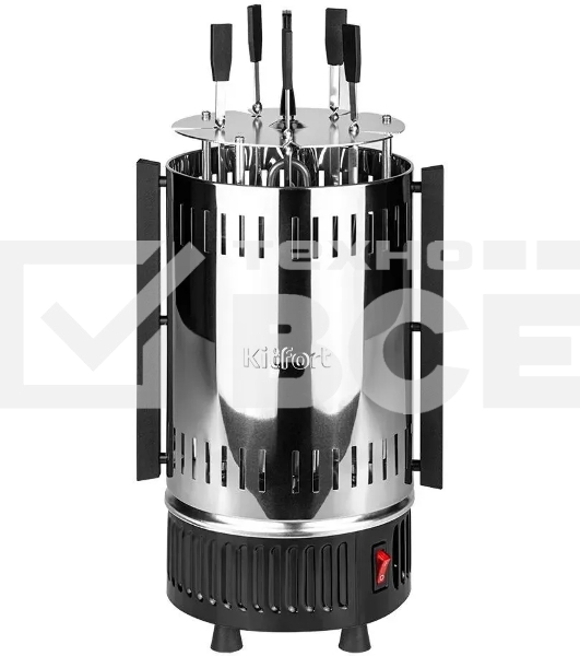 Шашлычница электрическая Kitfort KT-1405 1000Вт серебристый