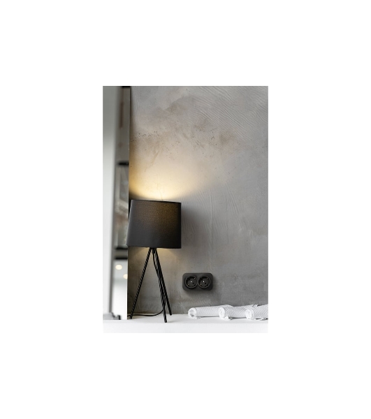 Розеточный блок двойной с заземлением предварительным подключением без шторок 16А 250В винтовые зажимы накладной Quteo IP20 Чёрный матовый