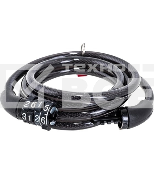 Замок тросовый Зубр Стандарт, кодовый, с неизменяемым кодом, длина троса - 1200мм, d 8мм. 37267-120