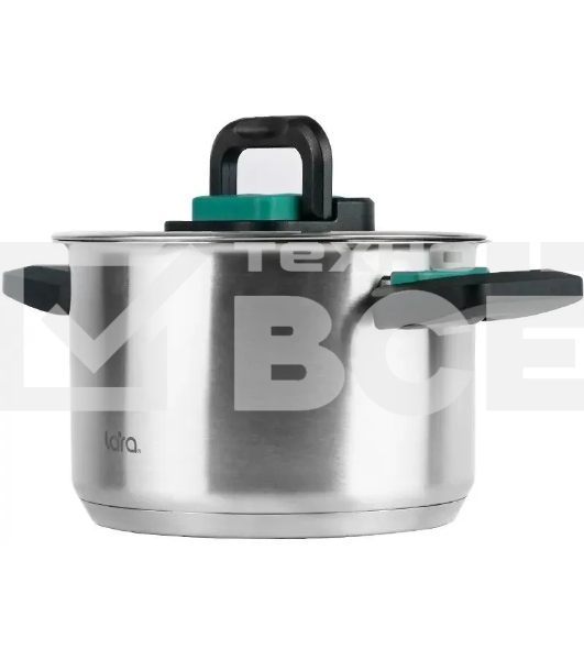 Кастрюля LARA LR02-245 Изумруд 6,4 л, нержавеющая сталь, с крышкой