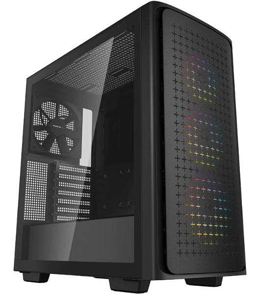 Компьютерный корпус Deepcool CK560 без БП, боковое окно (закаленное стекло), 3xARGB LED 120мм вентилятора спереди и 1x140мм вентилятор сзади, черный, ATX