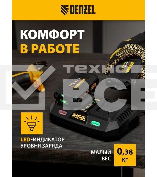 Батарея аккумуляторная Denzel IB-18-2.0, Li-Ion, 18 В, 2,0 А·ч