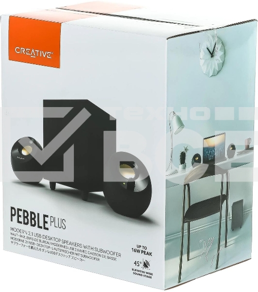 Акустическая система Creative PEBBLE PLUS 2.1 черный 8Вт