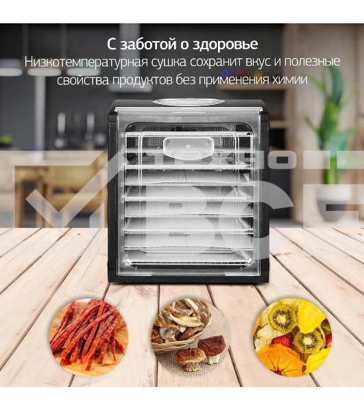 Сушка для фруктов и овощей Hyundai HYFD-P1801 18под. 700 Вт, черный