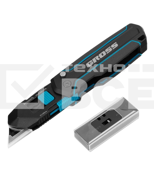 Нож-скребок складной Gross 78891, 19 мм, сменное лезвие, SK2, 5 запас. лезвий, алюмин. корпус, клипса