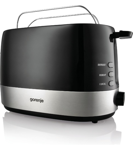 Тостер Gorenje T850BK чёрный/серебристый, 850 Вт, 2 слота