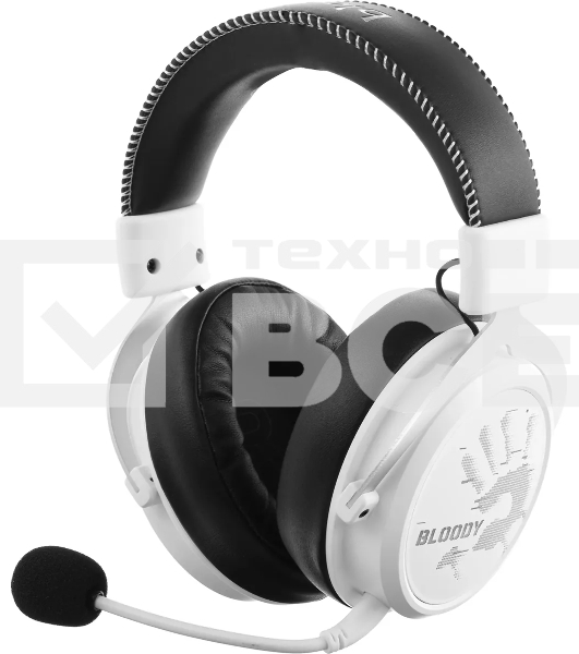 Наушники с микрофоном A4Tech Bloody MR590 Sports белый/черный 1.5м мониторные BT/Radio/3.5mm оголовье (MR590+ WIRED/SPORT WHITE)