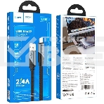 Кабель Hoco U119 Machine iP USB (m)-Lightning (m) 1.2м черный плоский коробка, фото4