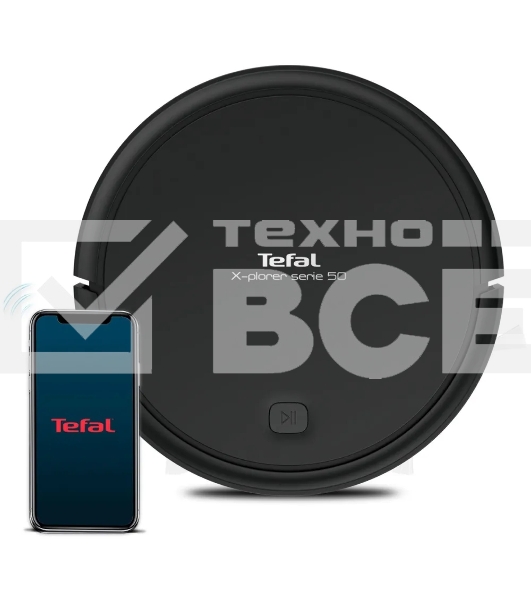 Робот-пылесос Tefal RG7365WH черный, 2500 мАч Li-Ion, уборка суxая/влажная, пылесборник контейнер 0.44 л