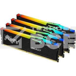Оперативная память Kingston Fury Beast, DDR5, 64GB (4x16GB), 5200MHz, CL40, с радиаторами, RGB, черный