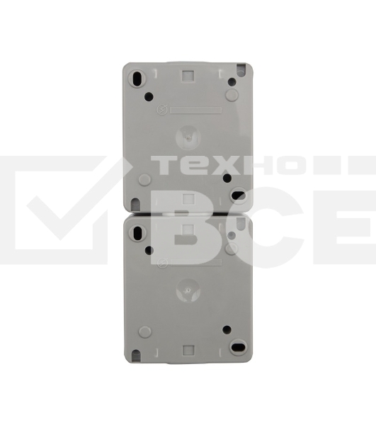 Блок из 2 розеток вертикальный Kranz INDUSTRIAL открытой установки с заземлением, IP54 серый